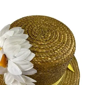 Vintage Hadley House Vista California Rattan Woven Top Hat Floral Ribbon Quality Vintage | Accessories | Vintage Hadley House Vista  main image 4